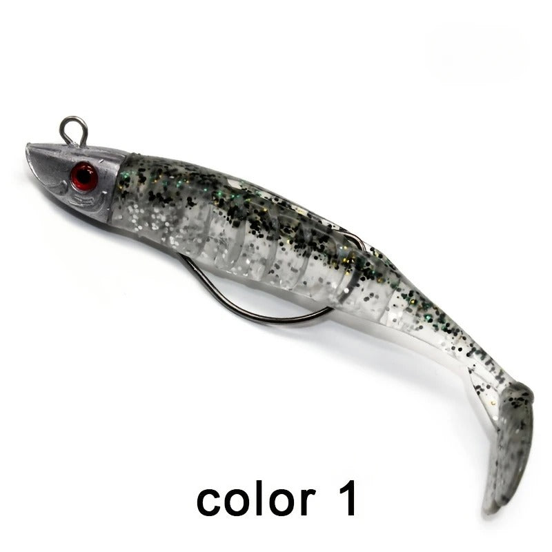 Vinilo shad jig head color plata moteado